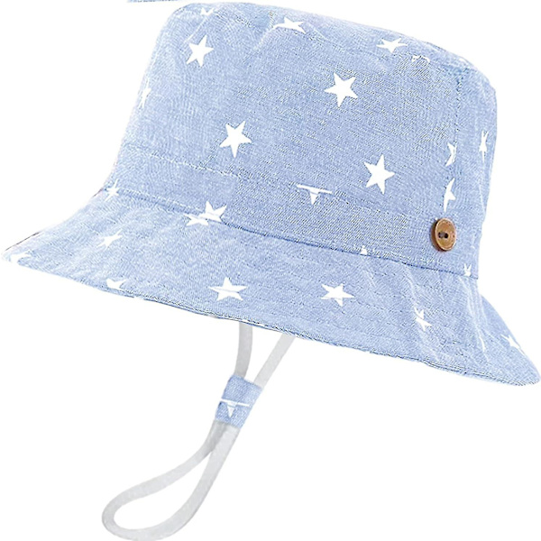 Barnhatt Justerbar Solhatt Andningsbar Strandhatt För Pojkar Flickor_ll Star Light Blue 2-4 Years