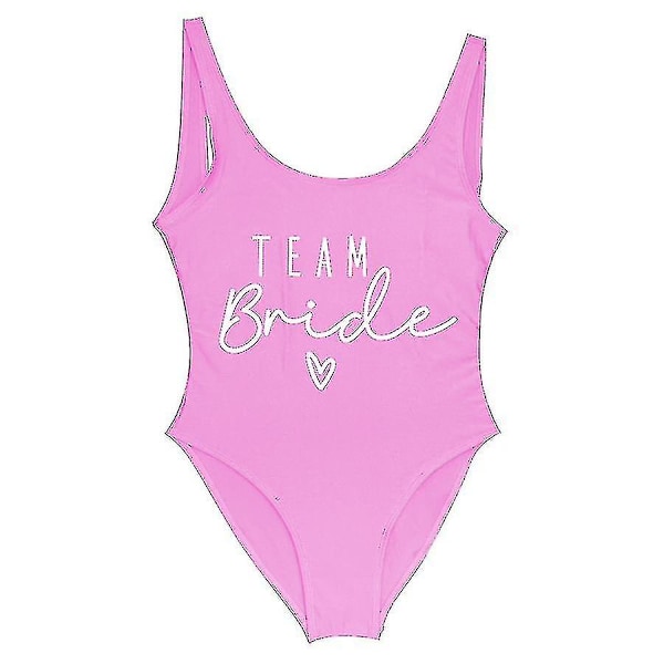 S-3xl Guldtryck Team Bride En-delad Baddräkt Squad Kvinnor Badkläder Möhippa Fest Baddräkt Sommar Strandkläder Baddräkt lake blue M