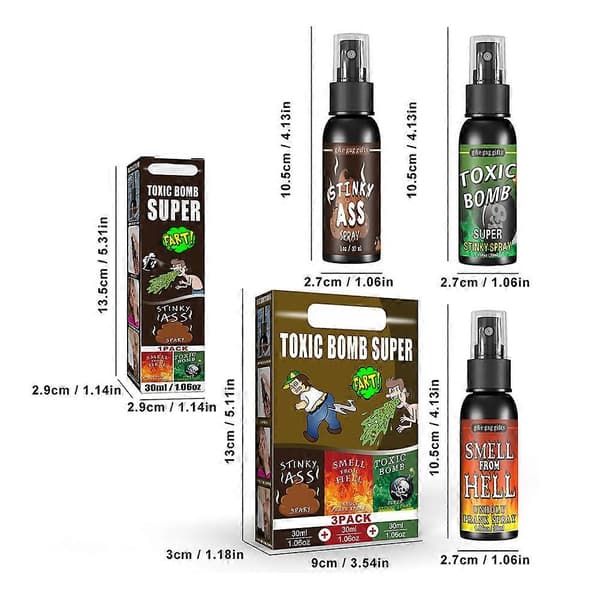 Pruttespray til voksne børn ekstra stærk stinkende væske kraftfuld effektiv prutte-prank-spray hell flavor box