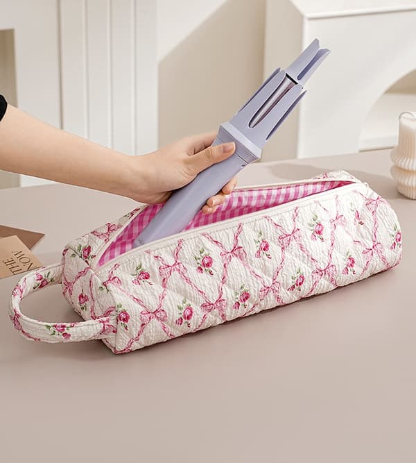 Förvaringsväska för hårtork, locktång och plattång Pink Bow