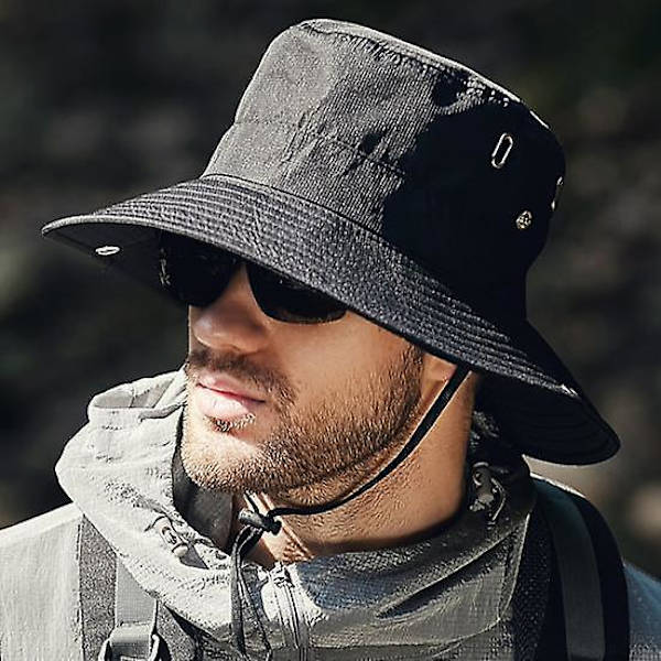Hatt för män, sommar, solhatt, vindtät rem, bred brätte, UV-skydd, hopfällbar, bärbar, trädgårdsarbete, fiske, resor, utomhus, fiskarehatt army green