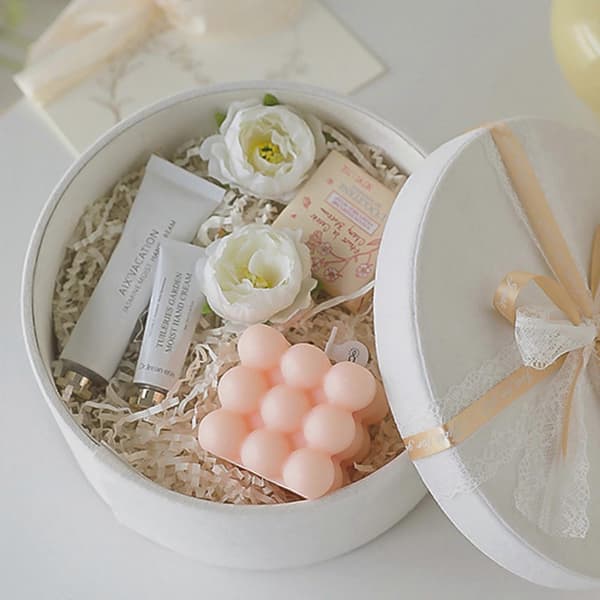 Kubeformet duftlys, store kube-boblelys, sikkerhetssoyalys med elegant duft, rosa Pink