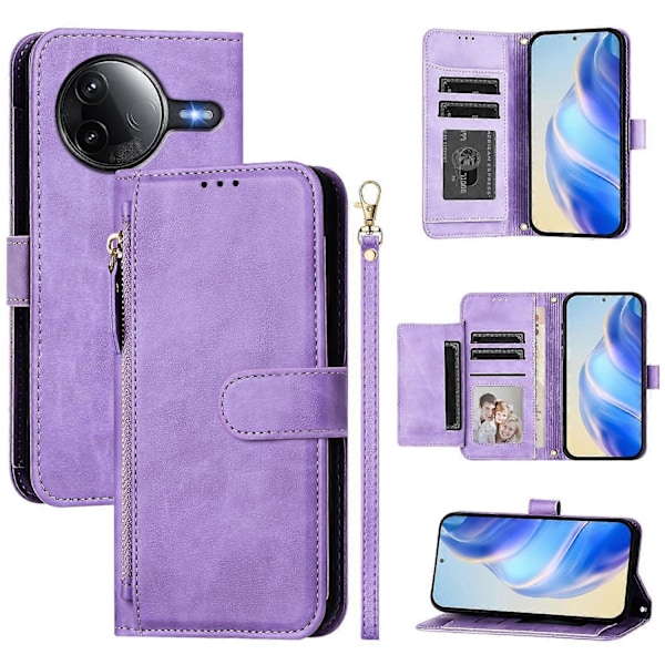 För Xiaomi Poco F7 Pro 5G Xiaomi Poco F7 Ultra 5G Fodral Blixtlåsficka Flera Kortplatser Läder Pho Red
