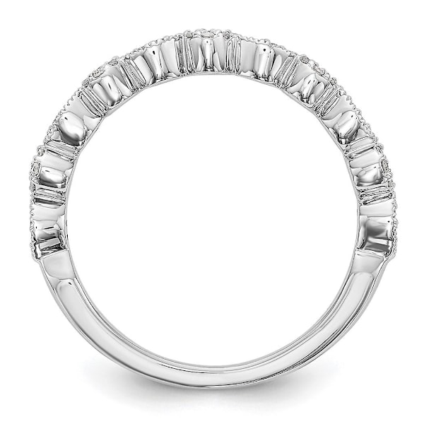 14k Hvidguld Fancy 1/6 Carat Diamant Vielsesring Størrelse 7.00 Smykker til Kvinder - 2.6 Gram .15 dwt