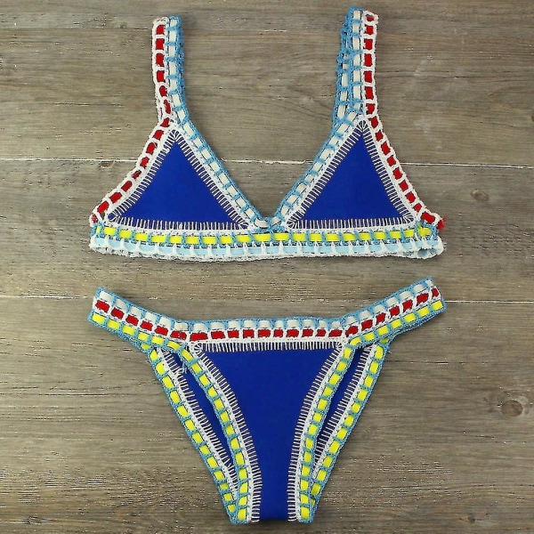 Häckla baddräkt bikini dam badkläder sexig bandage brasiliansk bikini 2023 baddräkter dam Black L