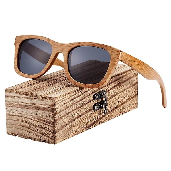Retro Bambus Solglasögon Trä Bambus Glasögon Män Kvinnor Märkesdesigner Mode Kvadratisk Trä Sol Man Falskt Trä Glasögon Unisex brown