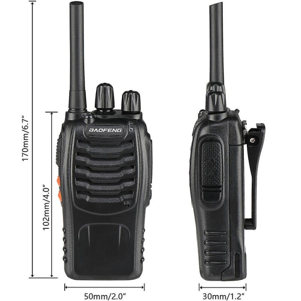 Bf-88e 1500mah Ultra-lang Standby Walkie-talkie EU Standard Sort 2 stk