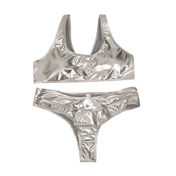 9335# Dame Reflekterende Heldragt Split Seksuel Badedragt Guld Rash Guard Til Kvinder Cupshe White M
