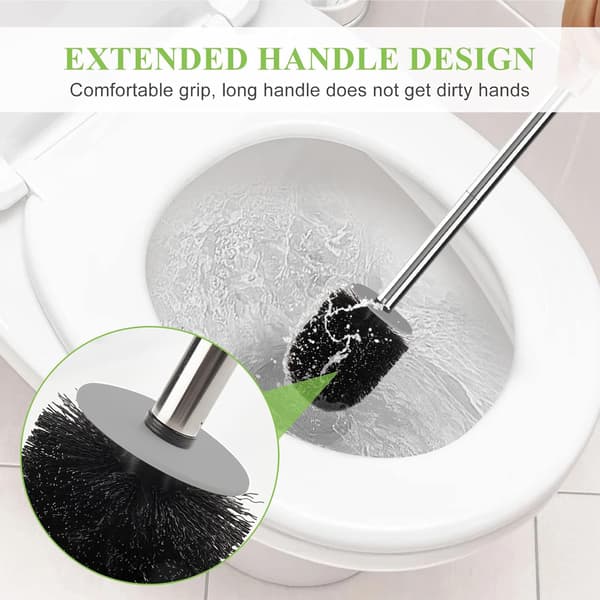 Kompakt toalettbørste og holder, rustfritt stålhåndtak
