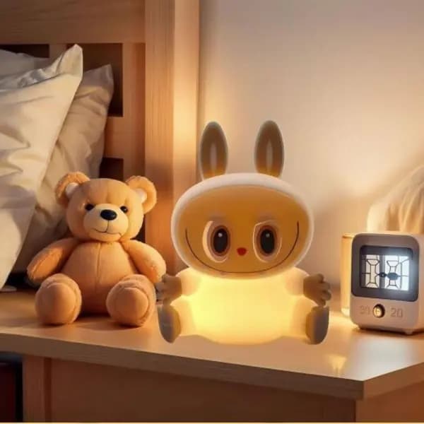 Monsters Warm - Tryckstyrd Nattlampa - USB-laddad, mysig sovrumstimerpresent för barn (gul) Gul Varmgul yellow Warm light