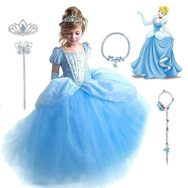 2024 Jente Cinderella Cosplay Kjole Antrekk Jenter Jul Halloween Fest Prinsesse Kostyme Barn Bursdag Bryllup Kjole JYF C 2