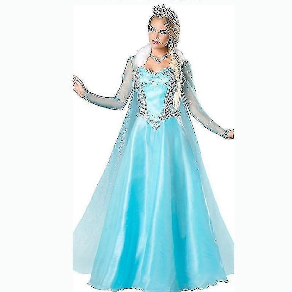 Aikuisen Prinsessa Anna ja Elsa -asu Jouluun, naamiaisiin ja juhliin Elsa M