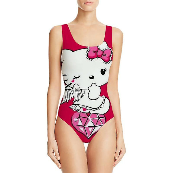 Jinzhaolai Cartoon Anime Sanrioed Hello Kittys Tryckt Sommar Bikini Baddräkt Kawaii Sexig Hot En Delig Baddräkt Med Bröstkudde Flickpresent Hellokittys 9 XXXXL