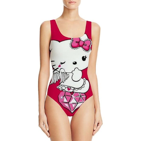 Jinzhaolai Tegneserie Anime Sanrioed Hellokittys Trykt Sommer Bikini Badedrakt Kawaii Sexy Hot En-delt Badedrakt Med Brystputen Jentegaver Hellokittys 9 XXXXL