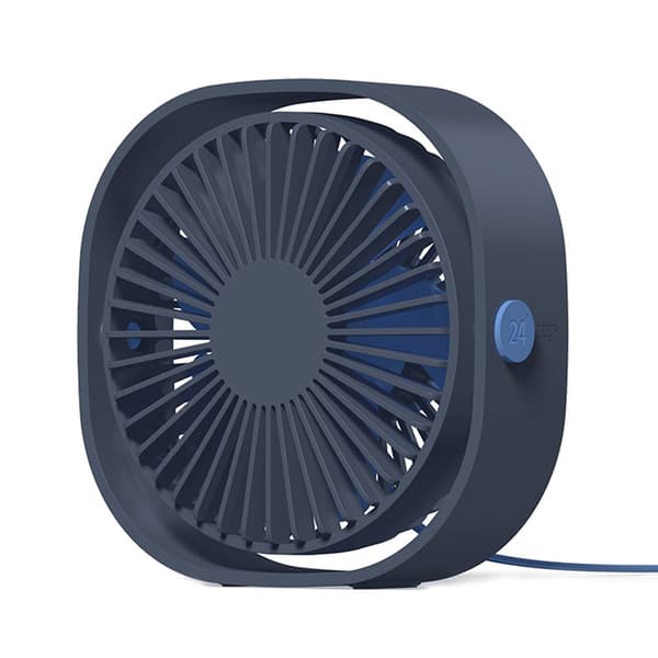 Desktop Mini Ventilator Bærbar Udendørs Støjsvag Roterende Plug-in Ventilator (Blå)