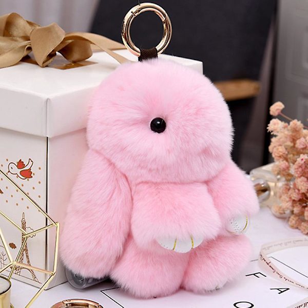 Pehmeä Pupu Avaimenperä, Super Pehmeä Tekoturkis, Ihastuttava Jänis Nukke, Plushie, Reppu Koriste, Värillinen Täytetty Jänis Ripustus, Lapsen Nukke Leikki, Syntymäpäivälahja Khaki 15cm