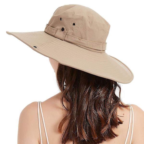 Super Bredbremmet Solhat UPF50+ Vandafvisende Fiskeri Vandreture Camping Hat Khaki