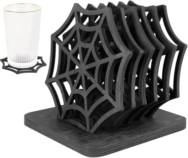 7-delt Halloween Edderkoppespind Brikker (9,9 cm, sort), til Køkken/Kontor/Fester