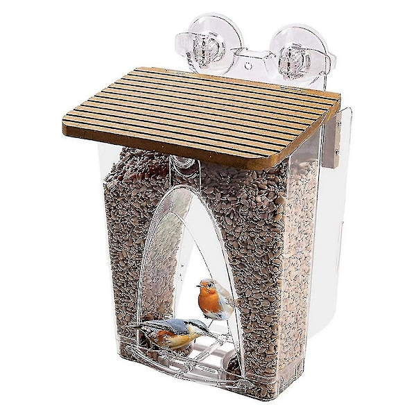 Smuk Buevindue Fuglefoderautomat Med Stor 4lbs Kapacitet Ultra Stærk Dobbelt Sugningsteknologi_Italiensk Design
