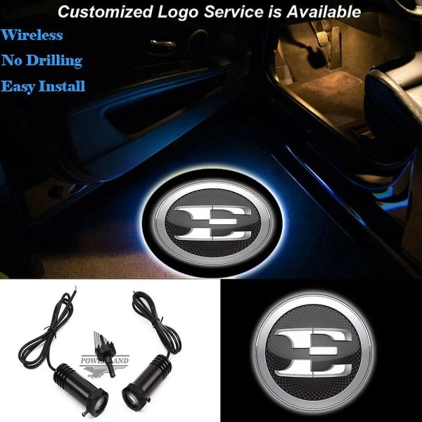 2stk E-logo kablet LED-bildør med høflighet Velkommen Laserprojektor Shadow Light for Stinger