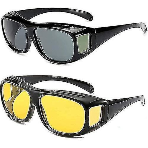Hd Vision Goggles Antirefleks polariserede solbriller Mænd/kvinder Kørebriller Solbriller Uv-beskyttelse Alle cykler og bilister -(gul-sort), 2 Pa