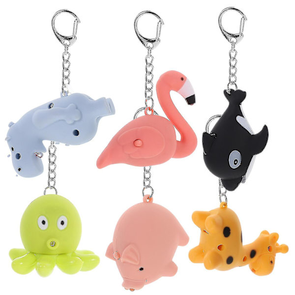 6-pack Ficklampa Nyckelring Djur Ficklampa Nyckelring Väska Hängande Dekoration Barn Leksak Present