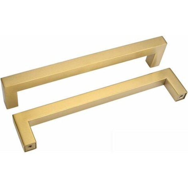 Sæt med 10 gyldne møbelgreb i messing - LSJ12GD160 gyldne greb børstet messing gyldne køkkengreb 128 mm c/c