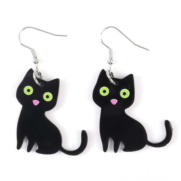 Söta svarta och vita kattdjur örhängen för Halloween_Newway black