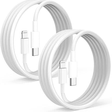 2-pak 2m hurtigopladningskabel USB-C til Lightning, hvid, til Samsung iPhone mv.
