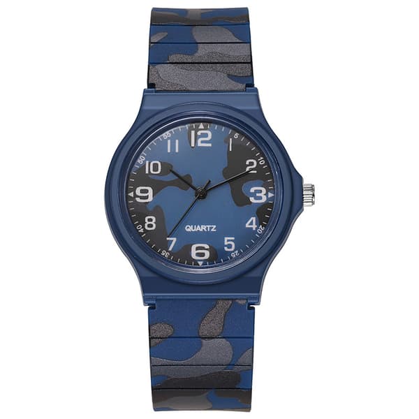 Minimalistisk kvartsklokke for studenter Camo Navy Blue