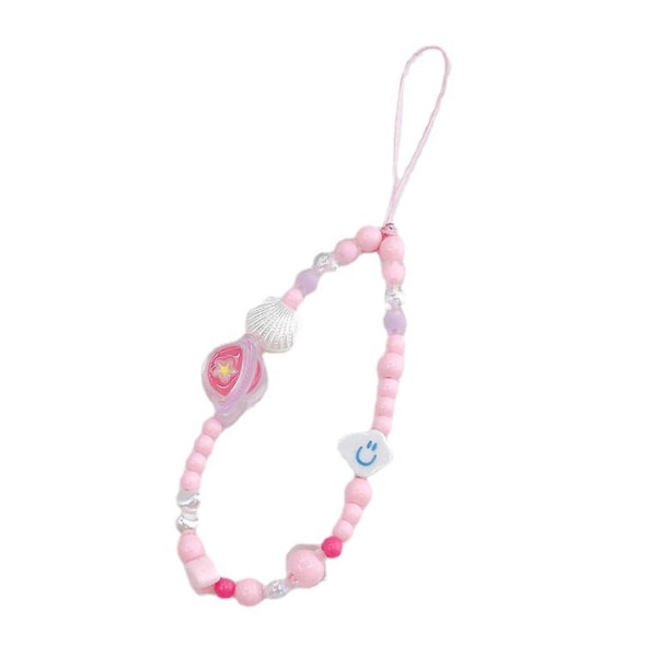 Loves Tassels Y2k Girl Hjerte Telefon Reb Niche Nøglering Håndlavet Perler Snøre Pink