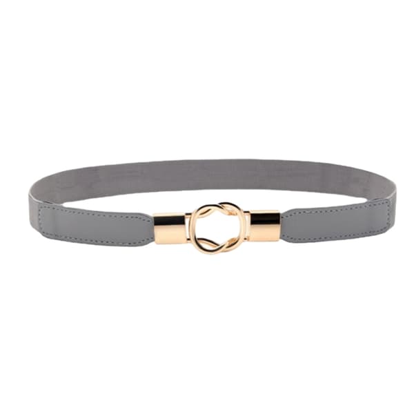 Elastisk Retro Damebelte med Metallspenne - Smalt Midjebelte - Bredt - Grått