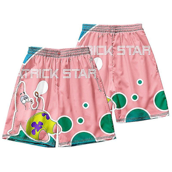 Herrbadkläder Patrick Star Korta Strandshorts Byxor Snabbtorkande Strandkläder Badbyxor Baddräkt Surfbrädeshorts DK14 4XL