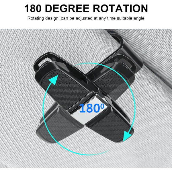 Solglasögonhållare för bil solskydd glasögonhållare bil glasögonhållare 180° roterande solglasögonhållare med kartklipp