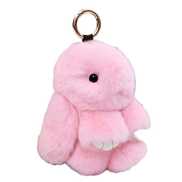 Pehmeä Pupu Avaimenperä, Super Pehmeä Tekoturkis, Ihastuttava Jänis Nukke, Plushie, Reppu Koriste, Värillinen Täytetty Jänis Ripustus, Lapsen Nukke Leikki, Syntymäpäivälahja Light Pink 15cm