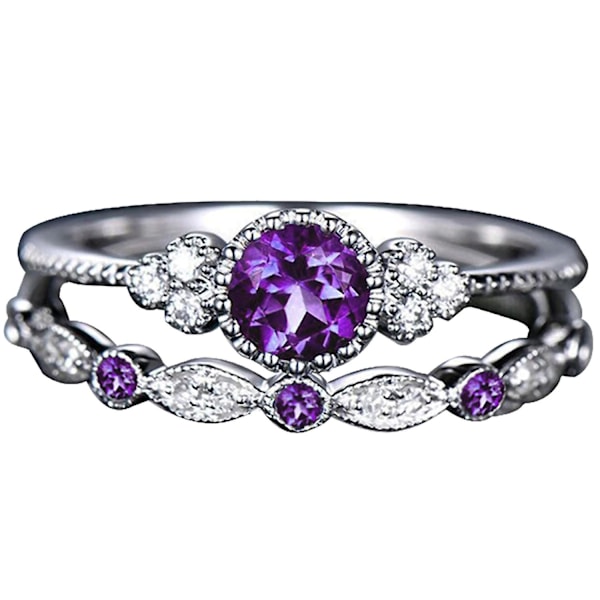 2 stk. fingersmykker dobbelt type holdbar mode cykelring til gave Purple US 7