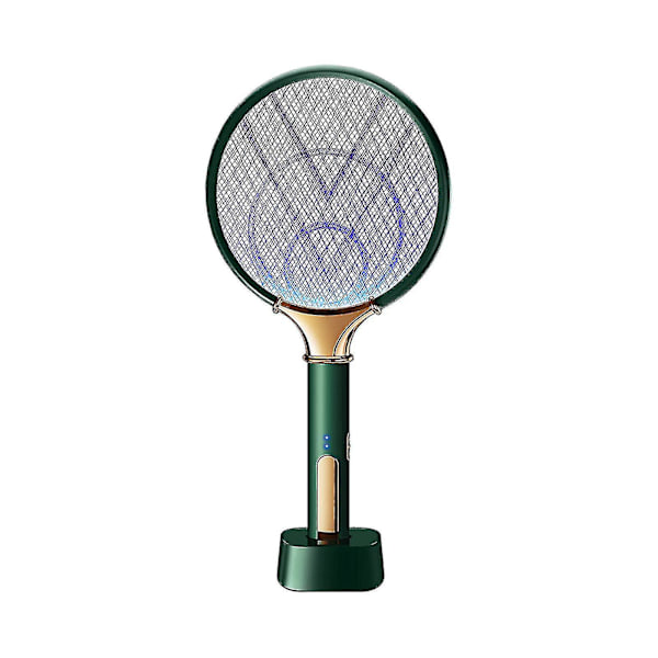 Elektrisk fluesmekker, elektrisk zapper, myggfellelampe & racket, myggdreper fluesmekker med lilla lyslokker for hjemmet innendørs utendørs - q34 Green