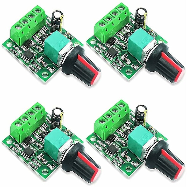 4 stycken PWM-varvtalsregulator, 1,8V 3V 5V 6V 12V 2A 1803BK DC-motorvarvtalsregulator, justerbar drivenhet med självåterställande säkring