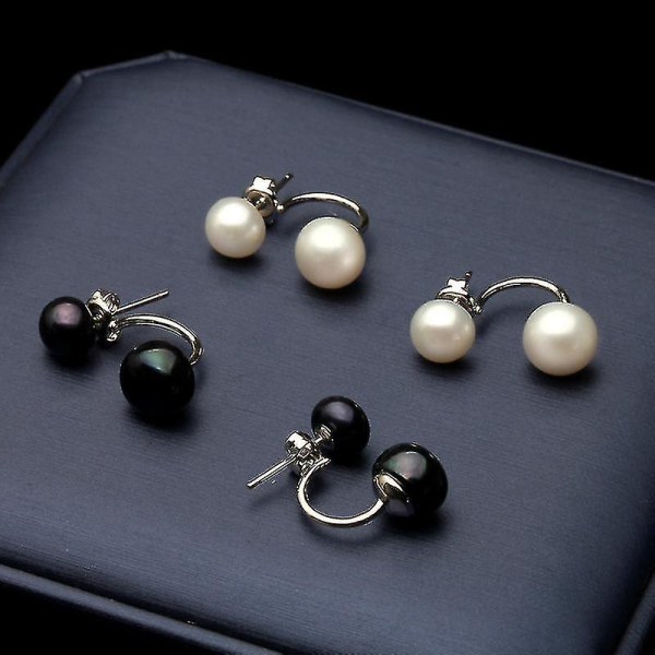 Naturlige perle øredobber kvinners smykker S925 hvit dobbel perle øredobber Party