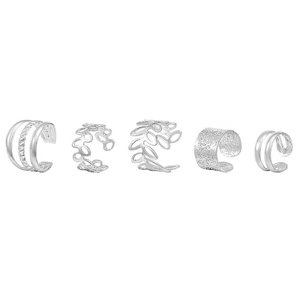 5-delad örhänge set temperament knogöppning smycken julklapp damer vardagssmide flickor elegant örhänge personlighet set Silver