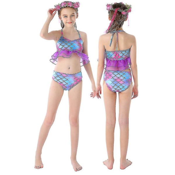 3-delad flicka sjöjungfru badkläder för simning sjöjungfru kostym bikini set style4 140