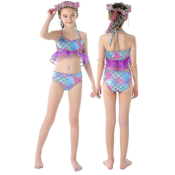 3 st flickor baddräkter sjöjungfru för simning sjöjungfru kostym bikini set style4 110