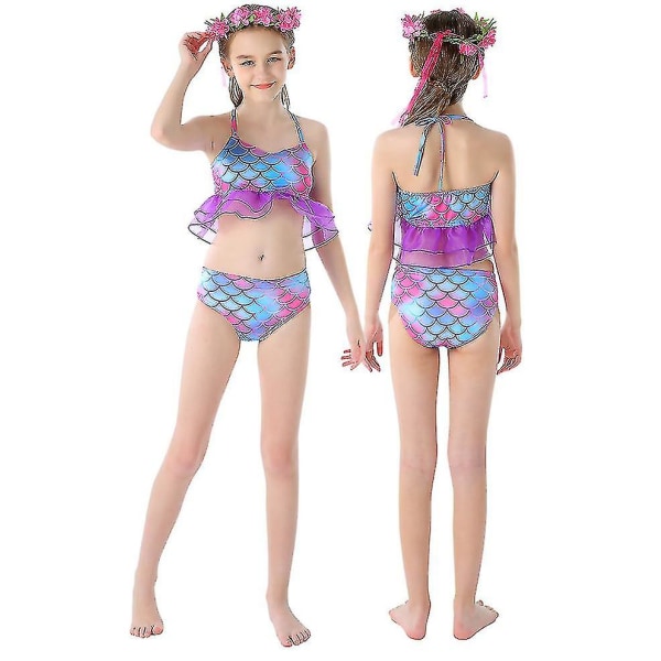 3pcs Girls Swimsuits Mermaid For Swimming Mermaid Costume Bikini Set style4 110