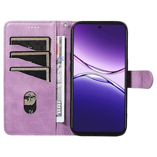 Til Oppo A5 Pro 5G Wallet Case T-Formede Linjer Læder Telefon Cover Stativ - Lys Lilla Brown