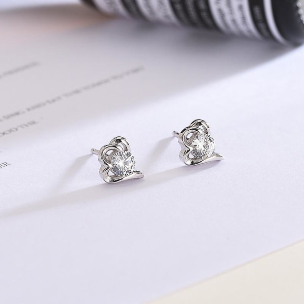 Sterling Silver Love Heart Stud Earrings, Gifts For Women Girls