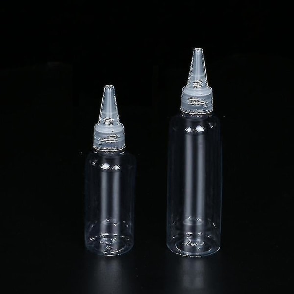 Flaske, gennemsigtig plastik med skarp mund, farvepastaflaske, der kan klemmes sammen og transporteres med under-flasker. 80ML Plastic