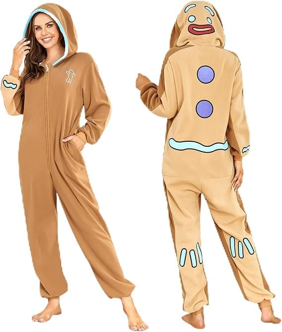 Unisex Voksen Onesie Pyjamas, Julepyjamas, Bodysuit, Størrelse L