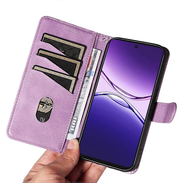 Til Oppo A5 Pro 5G Wallet Case T-Formede Linjer Læder Telefon Cover Stativ - Lys Lilla Brown