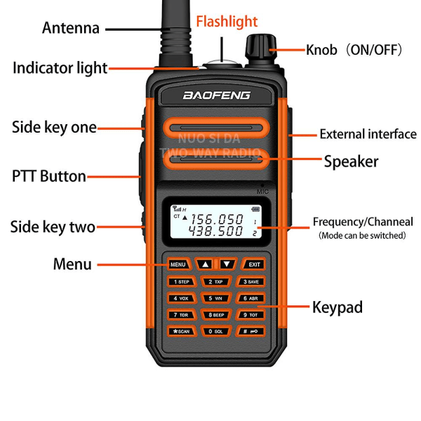 BaoFeng S5 plus Kraftig Walkie Talkie CB Radio Transceiver 5-25km Lang rekkevidde Orange