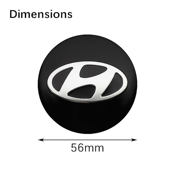 4 stk. Bilhjul Center Hubcaps Emblem Stickers til Hyundai I10 I20 I30 I40 Azera Accent Creta Elantra Fe Getz Tucson Tilbehør